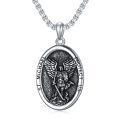 wholesale 925 Sterling Silver St Michael Angel Protect Us Oval Medal Necklace for Men & Women-0-0