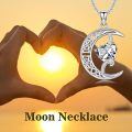 TOUPOP Sterling Silver Diamond Moon Star Pendant Necklace-0-2