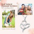 wholesale 925 Sterling Silver Double Heart with Diamonds Pendant Necklace for Women-0-5
