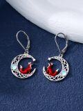 wholesale 925 Sterling Silver Red Fox Moonstone Drop Earrings-0-1