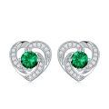 wholesale 925 Sterling Silver Birthstone Heart Stud Earrings Jewelry Gifts for Women-0-60