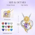 wholesale 925 Sterling Silver Sunflower Birthstone Necklace Heart Pendant Sunshine Jewelry Gift for Women-0-2
