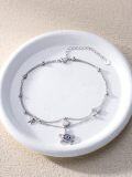 wholesale 925 Sterling Silver Layered Anklet with Blue Opal Sea Turtle and Starfish Charms for Women-0-3