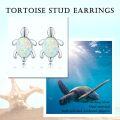 wholesale 925 Sterling Silver White Opal Sea Turtle Stud Earrings - Hawaiian Ocean Jewelry for Women-0-4