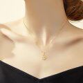 wholesale 14K Gold CZ Cat and Moon Charm Necklace for Women s-0-3