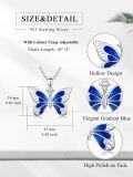 wholesale 925 Sterling Silver Blue Opal Butterfly Pendant Necklace for Women-0-3