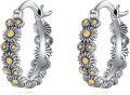 wholesale 925 Sterling Silver Daisy Floral Hoops - Elegant Ear Cuffs for Women's Gifts-0-0