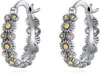 wholesale 925 Sterling Silver Daisy Floral Hoops - Elegant Ear Cuffs for Women's Gifts-Daisy