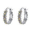 wholesale 925 Sterling Silver Daisy Floral Hoops - Elegant Ear Cuffs for Women's Gifts-0-0