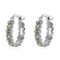 wholesale 925 Sterling Silver Daisy Floral Hoops - Elegant Ear Cuffs for Women's Gifts-Daisy