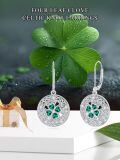 wholesale 925 Sterling Silver Clover Earrings Green Gemstone-0-5