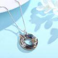 wholesale 925 Sterling Silver Rainbow Crystal Hummingbird Flower Pendant Necklace for Women-0-4