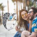 wholesale 925 Sterling Silver & Turquoise Celtic Knot Spoon Ring Adjustable Thumb Ring for Women Size 7-11-0-3