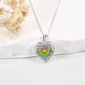 wholesale 925 Sterling Silver Heart Pendant With Pink Thistle Flower Design-0-2