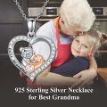 wholesale 925 Sterling Silver Heart Pendant Grandma and Granddaughter Love s for Women-0-5