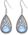 wholesale 925 Sterling Silver Teardrop Blue Moonstone Leverback Dangle Earrings for Women-0-0