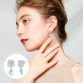 wholesale 925 Sterling Silver Clover-Shaped Moonstone & Turquoise Hypoallergenic Drop Earrings-0-4