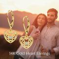 wholesale 14K Gold Filigree Heart Shape Dangle Drop Leverback Earrings for Women-0-1