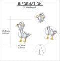 wholesale 925 Sterling Silver Duck Family Dangle Earrings with Gold Accents-0-3