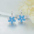 wholesale 925 Sterling Silver Blue Crystal Daisy Leverback Earring-0-2