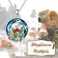 wholesale 925 Sterling Silver Mushroom Squirrel Pendant Necklaces for Women Girls Gifts Crystal Birthstone Jewelry Mothers Day Presents-0-3