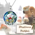 wholesale 925 Sterling Silver Mushroom Squirrel Pendant Necklaces Wholesale for Women Girls Gifts Crystal Birthstone Jewelry Mothers Day Presents-0-3