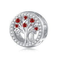 wholesale 925 Sterling Silver Tree of Life Birthstone Charms for Bracelets-01 Jan - Garnet