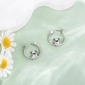 wholesale 925 Sterling Silver Cute Pug Dog Enamel Hoop Earrings For Women-0-3