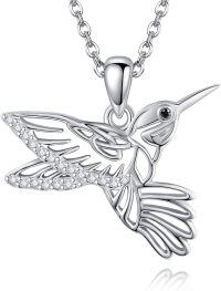 wholesale 925 Sterling Silver Hummingbird Pendant Necklace for Women Girls Mothers Day Gift Jewelry 43mm x 68mm-Hummingbird