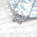 wholesale 925 Sterling Silver Filigree Butterfly Pendant with Cubic Zirconia Necklaces for Women Gifts-0-3