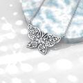 wholesale 925 Sterling Silver Butterfly Pendant Necklace Platinum Plated Lab Created Diamond Filigree Women Jewelry-0-3