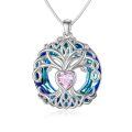 TOUPOP Sterling Silver No Gemstone Tree Of Life Birthstone Necklace-0-0