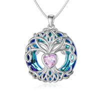 TOUPOP Sterling Silver No Gemstone Tree Of Life Birthstone Necklace-undefined