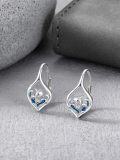 wholesale 925 Sterling Silver Dolphin Turquoise Wave Drop Earrings-0-4