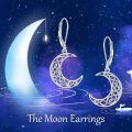 wholesale 925 Sterling Silver Crescent Moon Celtic Knotwork Leverback Drop Earrings-0-1