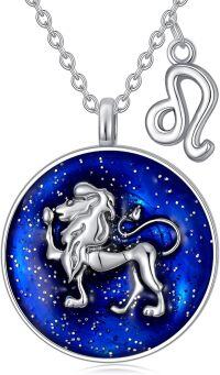 wholesale Sterling Silver Aries Zodiac Constellation Necklace Horoscope Medallion Choker Coin Pendant Dainty Birthday Gift for Women-Leo necklace