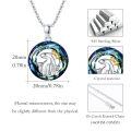 wholesale 925 Sterling Silver Polar Bear Family with Stars Blue Crystal Pendant Necklace for Women and Girls Gifts-0-4