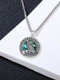 wholesale 925 Sterling Silver Abalone Shell Raven Pendant Norse Viking Necklace for Men-0-1