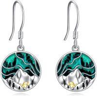 wholesale 925 Sterling Silver Abalone Shell Mountain Landscape Dangle Earrings for Nature Enthusiasts-Mountain earrings-aurora