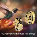 wholesale 925 Sterling Silver Black Onyx Hummingbird Huggie Earrings with Cubic Zirconia for Women and Girls-0-2