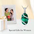 wholesale 925 Sterling Silver Malachite Pendant Necklace - 1.15 Inch Green Stone on 18+2 Inch Chain, Lead & Nickel Free, Gift Box-0-3