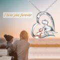 wholesale 925 Sterling Silver Dinosaur Heart I Love You Forever Pendant Necklace for Women and Girls-0-5