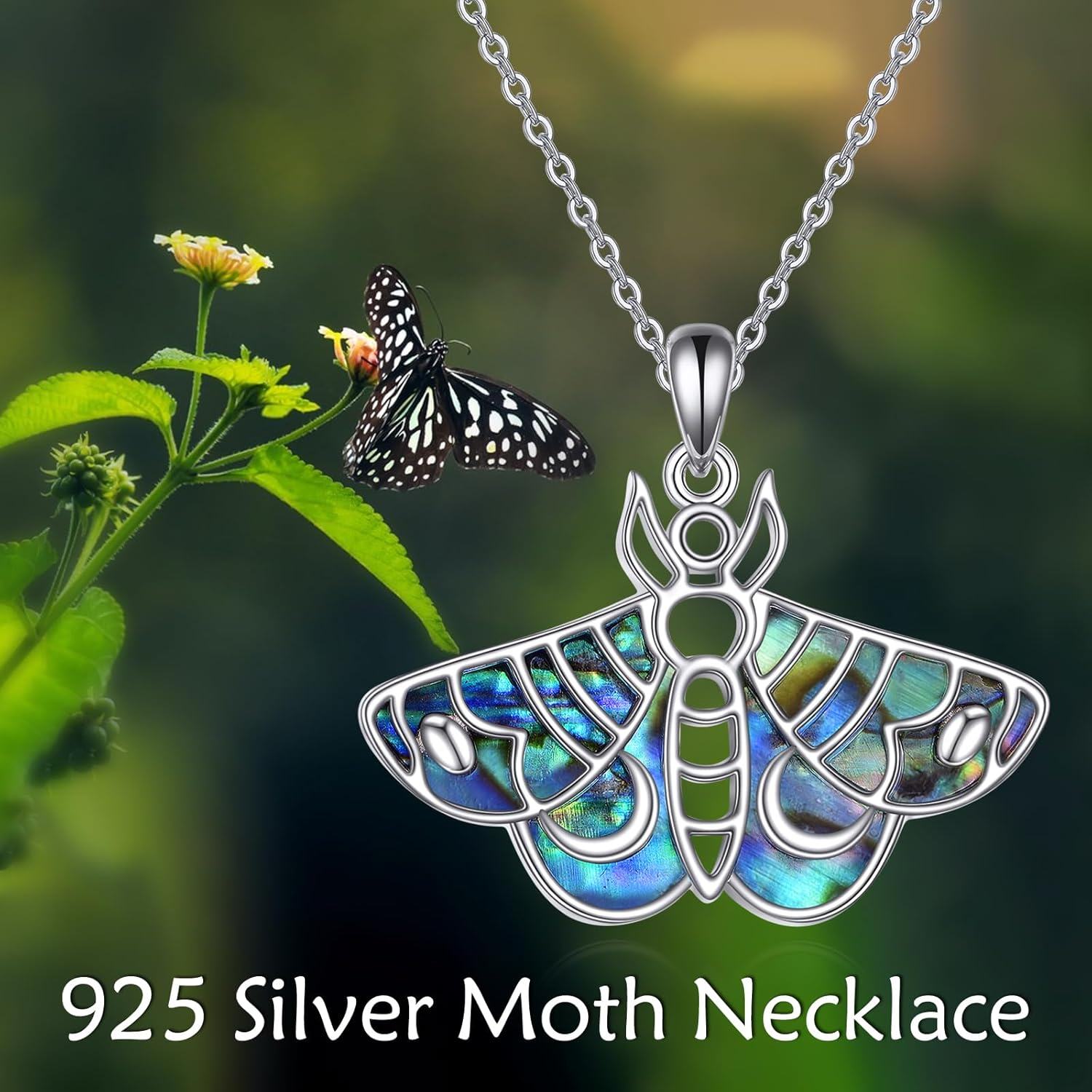 wholesale 925 Sterling Silver Abalone Shell Butterfly Pendant Necklace s for Women-0-1