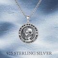 wholesale 925 Sterling Silver Memento Mori Skull Pendant Necklace with Roman Numerals and Crosses - Protection Jewelry for Men-0-5