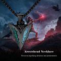 wholesale 925 Sterling Silver Black Plated Arrowhead with Turquoise and Malachite Inlay Pendant Necklace-0-5