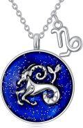 wholesale Sterling Silver Aries Zodiac Constellation Necklace Horoscope Medallion Choker Coin Pendant Dainty Birthday Gift for Women-0-36