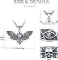wholesale 925 Sterling Silver Skull Moth Pendant Necklace for Women Men Gothic Halloween  45cm Chain Length-0-3