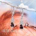 wholesale 925 Sterling Silver Tear Drop Garnet and Trinity Knot Dangle Earrings for Women-0-4