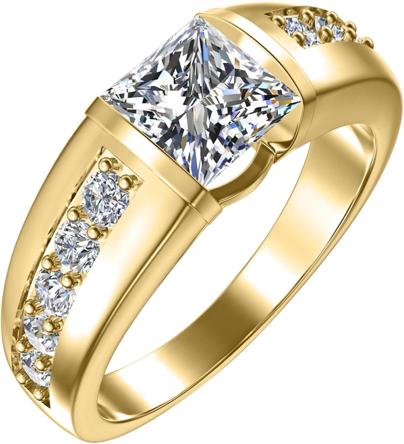 Sterling Silver Moissanite Men s Wedding Band w 1 1 5ct D VVS1 Princess-0-1