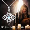 wholesale 925 Sterling Silver Moonstone Cross Celtic Knot Pendant Necklace for Women Witchcraft Jewelry-0-5